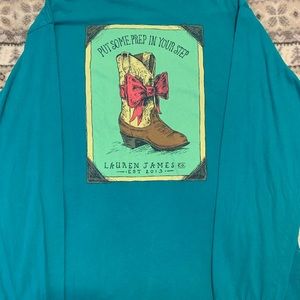 Lauren James Teal Cowboy Boot T-shirt